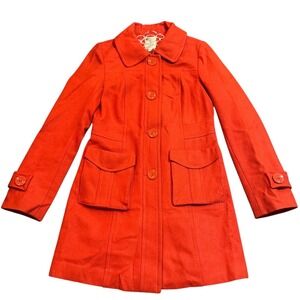 Tulle Wool Blend Peacoat Women's‎ Size M Button Up Pockets Lined Coat